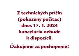 ZATVORENÁ FARSKÁ KANCELÁRIA 17. januára 2024